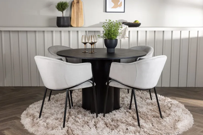 Olivia Spisebord 110 cm Rundt med 4 Evelina Armstoler