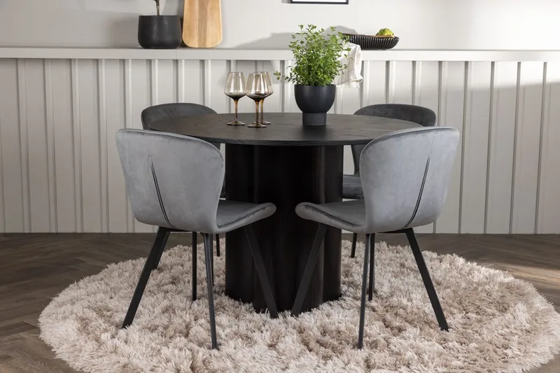 Olivia spisebord 110 cm rundt med 4 Lilja spisestoler