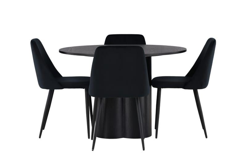 Olivia spisebord 110 cm rundt med 4 Night spisestoler - Møbler - Bord - Spisegruppe