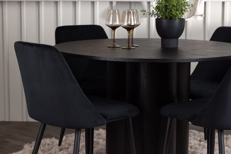 Olivia spisebord 110 cm rundt med 4 Night spisestoler - Møbler - Bord - Spisegruppe
