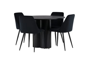Olivia spisebord 110 cm rundt med 4 Night spisestoler - Møbler - Bord - Spisegruppe