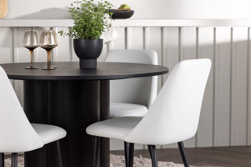 Olivia spisebord 110 cm rundt med 4 Night spisestoler - Møbler - Bord - Spisegruppe