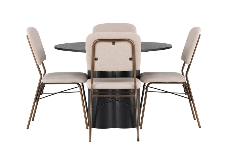 Olivia spisebord 110 cm rundt med 4 Seda spisestoler - Møbler - Bord - Spisegruppe