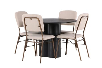 Olivia spisebord 110 cm rundt med 4 Seda spisestoler - Møbler - Bord - Spisegruppe