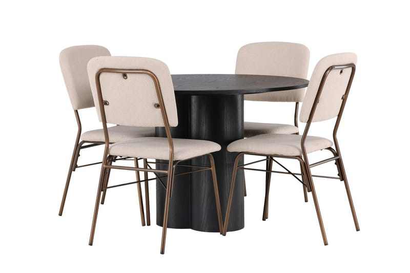 Olivia spisebord 110 cm rundt med 4 Seda spisestoler - Møbler - Bord - Spisegruppe