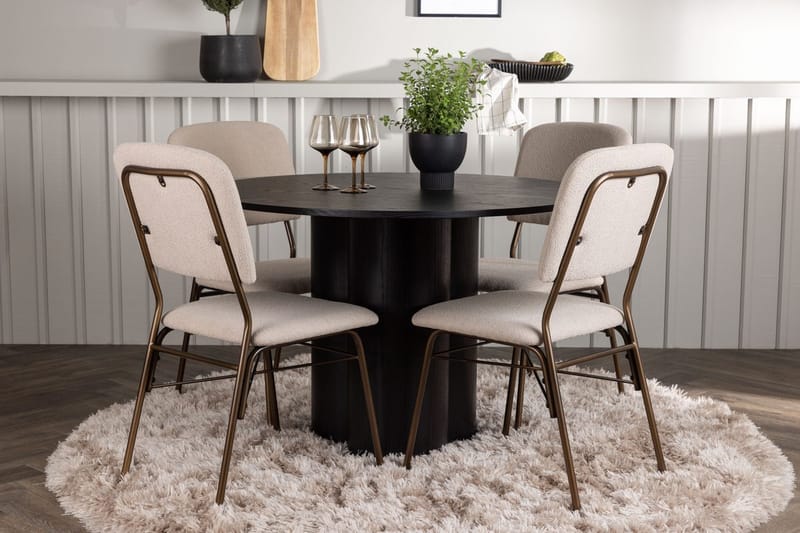 Olivia spisebord 110 cm rundt med 4 Seda spisestoler