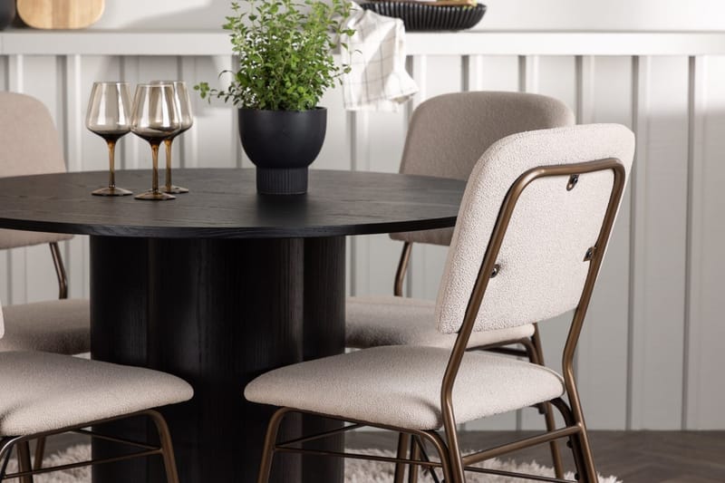 Olivia spisebord 110 cm rundt med 4 Seda spisestoler - Møbler - Bord - Spisegruppe