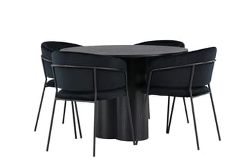 Olivia spisebord 110 cm rundt med 4 Selma spisestoler - Møbler - Bord - Spisegruppe