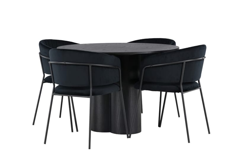 Olivia spisebord 110 cm rundt med 4 Selma spisestoler - Møbler - Bord - Spisegruppe