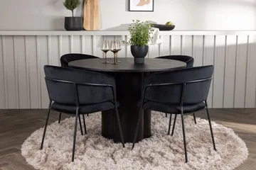 Olivia spisebord 110 cm rundt med 4 Selma spisestoler - Møbler - Bord - Spisegruppe