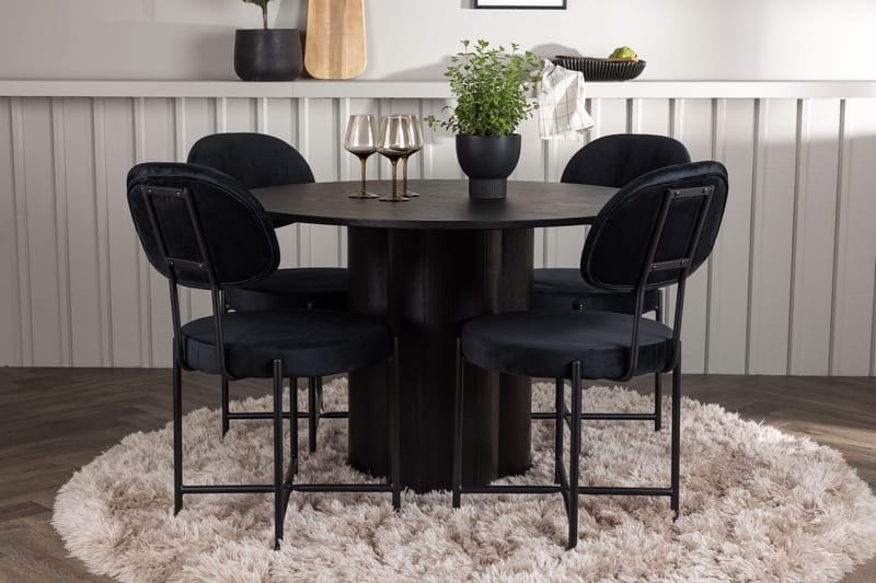 Olivia spisebord 110 cm rundt med 4 Stella spisestoler