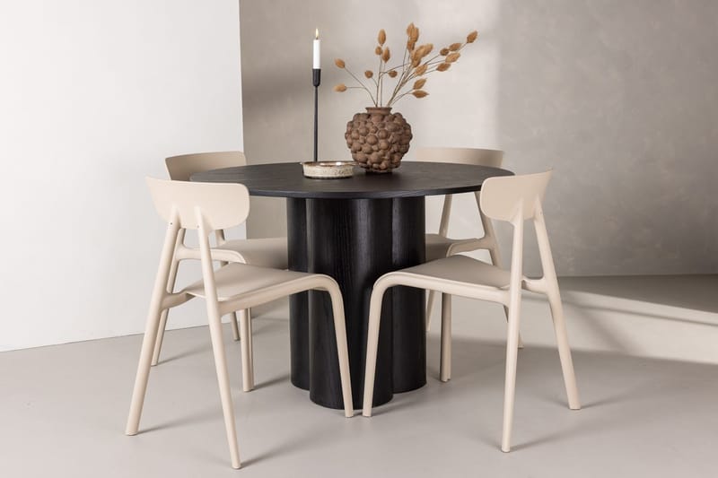Olivia spisebord 110 cm rundt med 4 Ursholmen spisestoler