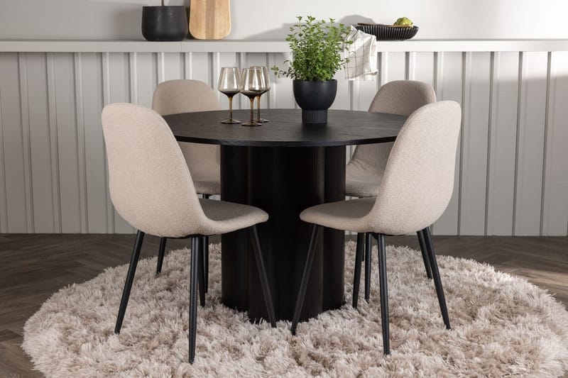 Olivia spisebord 110 cm rundt med 4 Polar spisestoler