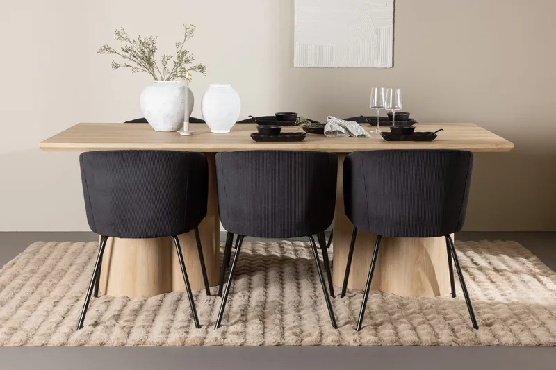 Olivia spisebord 210x100 cm med 6 Berit armstoler
