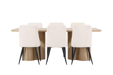 Olivia spisebord 210x100 cm med 6 Leone spisestoler - Møbler - Bord - Spisegruppe