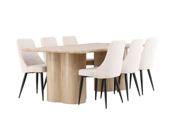 Olivia spisebord 210x100 cm med 6 Leone spisestoler - Møbler - Bord - Spisegruppe
