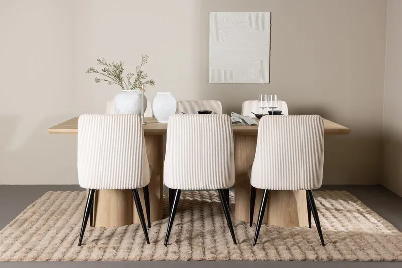 Olivia spisebord 210x100 cm med 6 Leone spisestoler