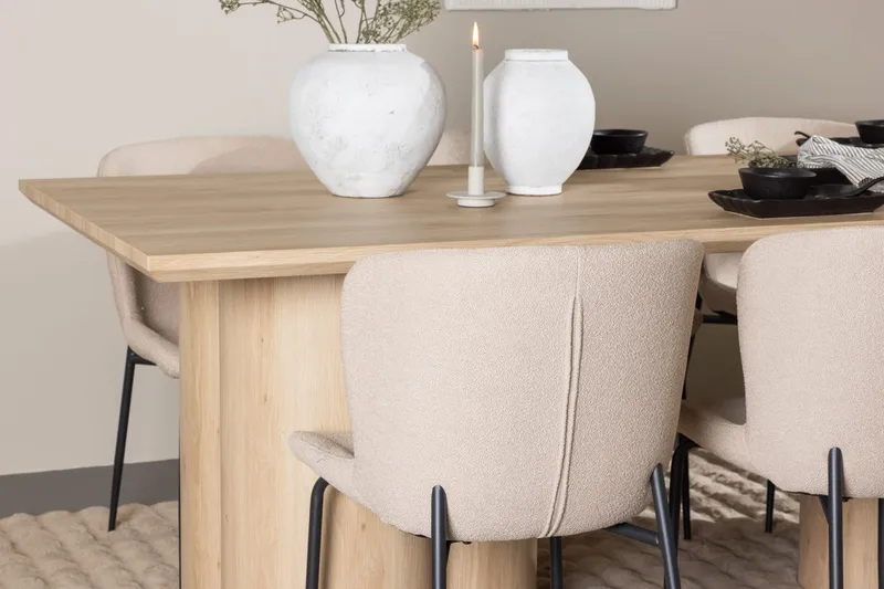 Olivia spisebord 210x100 cm med 6 Modesto spisestoler - Møbler - Bord - Spisegruppe