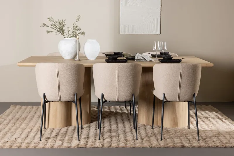 Olivia spisebord 210x100 cm med 6 Modesto spisestoler