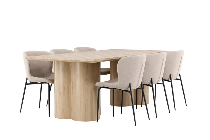 Olivia spisebord 210x100 cm med 6 Modesto spisestoler - Møbler - Bord - Spisegruppe