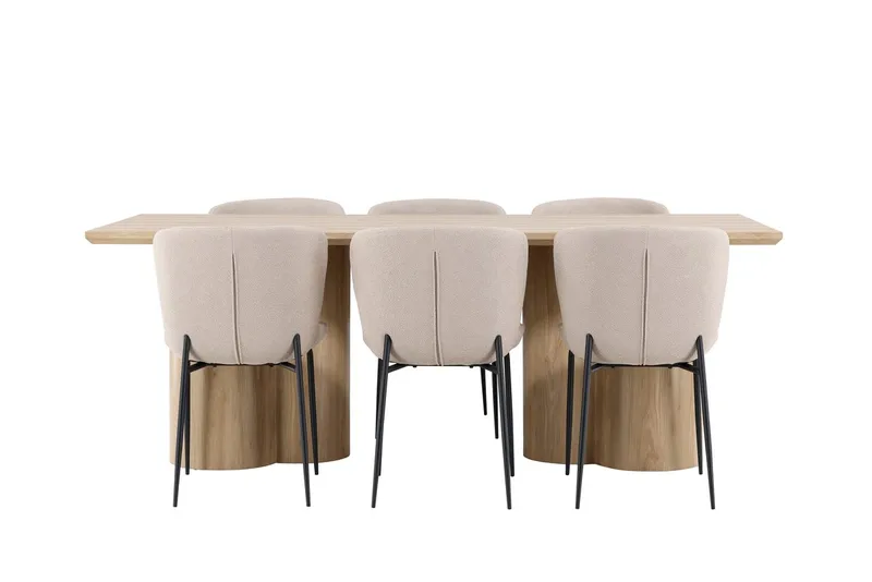 Olivia spisebord 210x100 cm med 6 Modesto spisestoler - Møbler - Bord - Spisegruppe