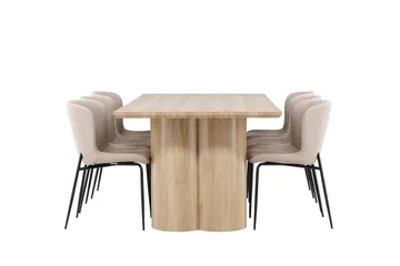 Olivia spisebord 210x100 cm med 6 Modesto spisestoler - Møbler - Bord - Spisegruppe