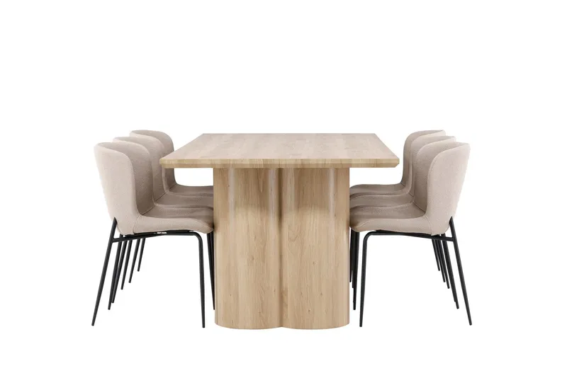 Olivia spisebord 210x100 cm med 6 Modesto spisestoler - Møbler - Bord - Spisegruppe