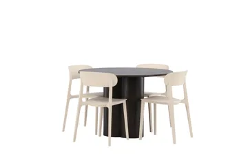 Olivia Spisegruppe 110 cm Rund med 4 Åstol Stoler - Beige - Møbler - Bord - Spisegruppe