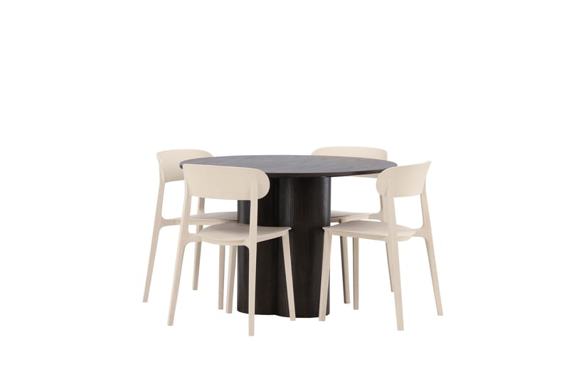 Olivia Spisegruppe 110 cm Rund med 4 Åstol Stoler - Beige - Møbler - Bord - Spisegruppe