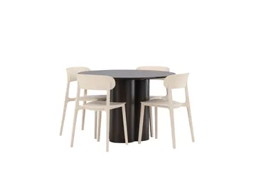 Olivia Spisegruppe 110 cm Rund med 4 Åstol Stoler - Beige - Møbler - Bord - Spisegruppe