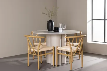 Olivia Spisegruppe 110 cm Rund med 4 Alfons stoler - Beige/Beige - Møbler - Bord - Spisegruppe