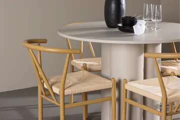 Olivia Spisegruppe 110 cm Rund med 4 Alfons stoler - Beige/Beige - Møbler - Bord - Spisegruppe