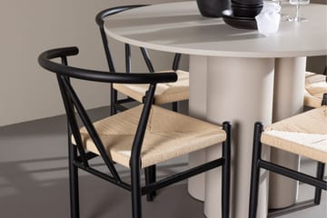 Olivia Spisegruppe 110 cm Rund med 4 Alfons stoler - Beige/Svart - Møbler - Bord - Spisegruppe