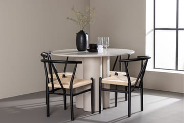 Olivia Spisegruppe 110 cm Rund med 4 Alfons stoler - Beige/Svart - Møbler - Bord - Spisegruppe