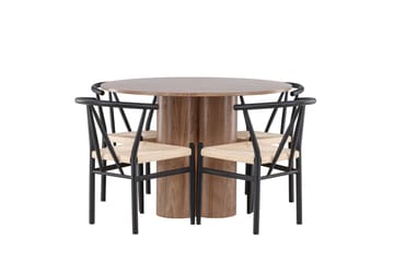 Olivia Spisegruppe 110 cm Rund med 4 Alfons stoler - Mocca/Sort - Møbler - Bord - Spisegruppe