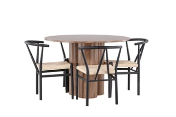 Olivia Spisegruppe 110 cm Rund med 4 Alfons stoler - Mocca/Sort - Møbler - Bord - Spisegruppe