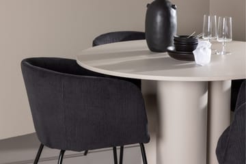 Olivia Spisegruppe 110 cm Rund med 4 Berit stoler - Beige/Svart - Møbler - Bord - Spisegruppe