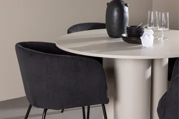 Olivia Spisegruppe 110 cm Rund med 4 Berit stoler - Beige/Svart - Møbler - Bord - Spisegruppe