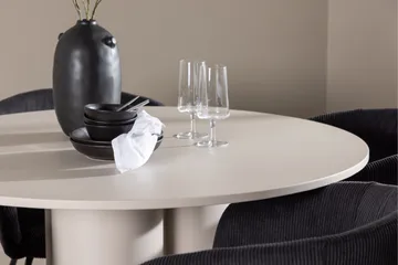 Olivia Spisegruppe 110 cm Rund med 4 Berit stoler - Beige/Svart - Møbler - Bord - Spisegruppe