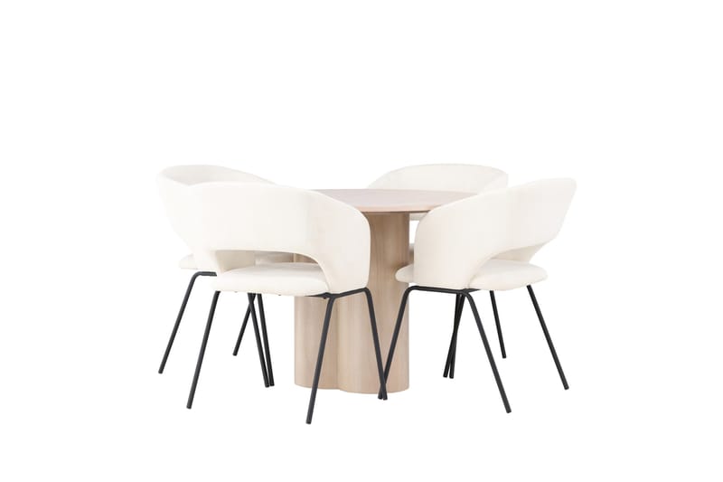 Olivia Spisegruppe 110 cm Rund med 4 Day Stoler - Whitewash - Møbler - Bord - Spisegruppe
