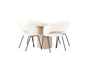 Olivia Spisegruppe 110 cm Rund med 4 Day Stoler - Whitewash - Møbler - Bord - Spisegruppe