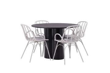 Olivia Spisegruppe 110 cm Rund med 4 Dyrön Stoler - Sort - Møbler - Bord - Spisegruppe