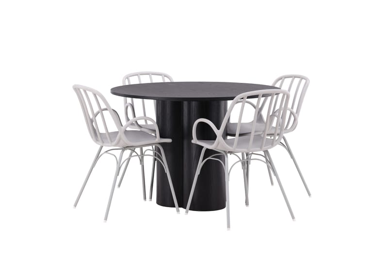 Olivia Spisegruppe 110 cm Rund med 4 Dyrön Stoler - Sort - Møbler - Bord - Spisegruppe