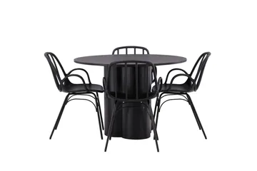 Olivia Spisegruppe 110 cm Rund med 4 Dyrön Stoler - Sort - Møbler - Bord - Spisegruppe