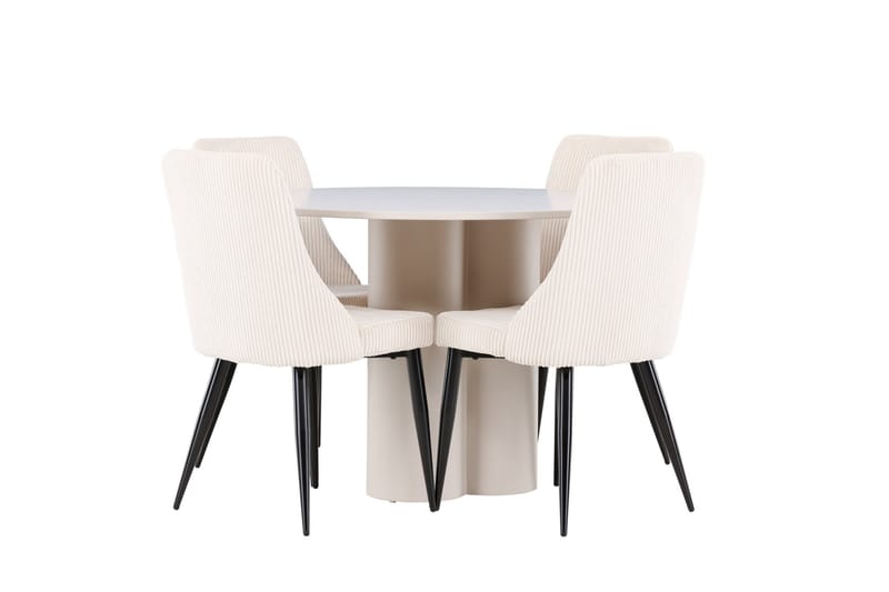 Olivia Spisegruppe 110 cm Rund med 4 Leone stoler - Beige/Beige - Møbler - Bord - Spisegruppe