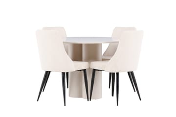 Olivia Spisegruppe 110 cm Rund med 4 Leone stoler - Beige/Beige - Møbler - Bord - Spisegruppe
