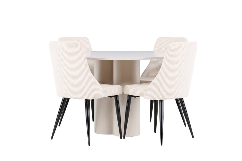 Olivia Spisegruppe 110 cm Rund med 4 Leone stoler - Beige/Beige - Møbler - Bord - Spisegruppe