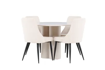 Olivia Spisegruppe 110 cm Rund med 4 Leone stoler - Beige/Beige - Møbler - Bord - Spisegruppe