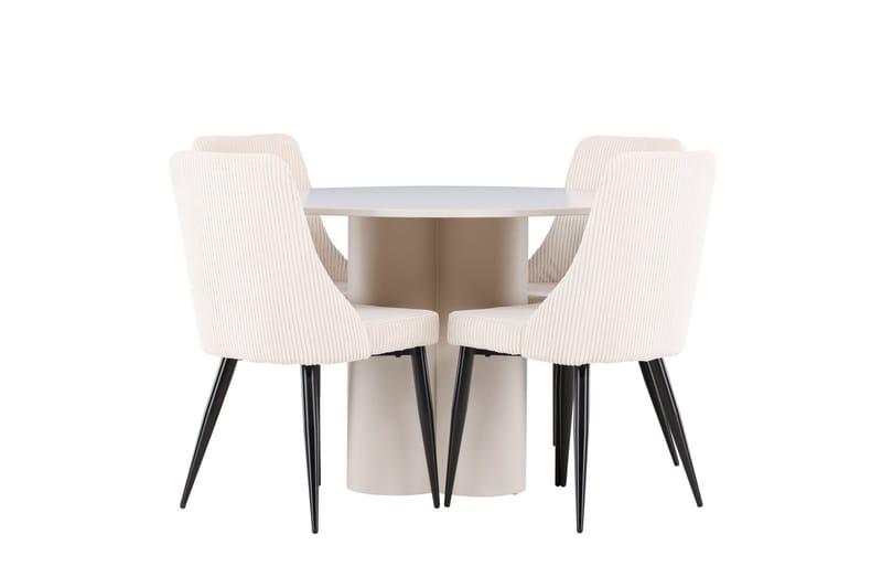 Olivia Spisegruppe 110 cm Rund med 4 Leone stoler - Beige/Beige - Møbler - Bord - Spisegruppe