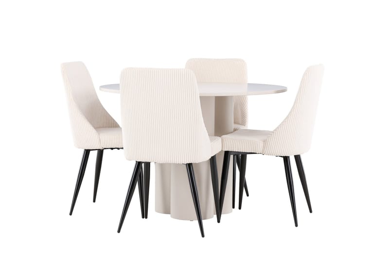 Olivia Spisegruppe 110 cm Rund med 4 Leone stoler - Beige/Beige - Møbler - Bord - Spisegruppe